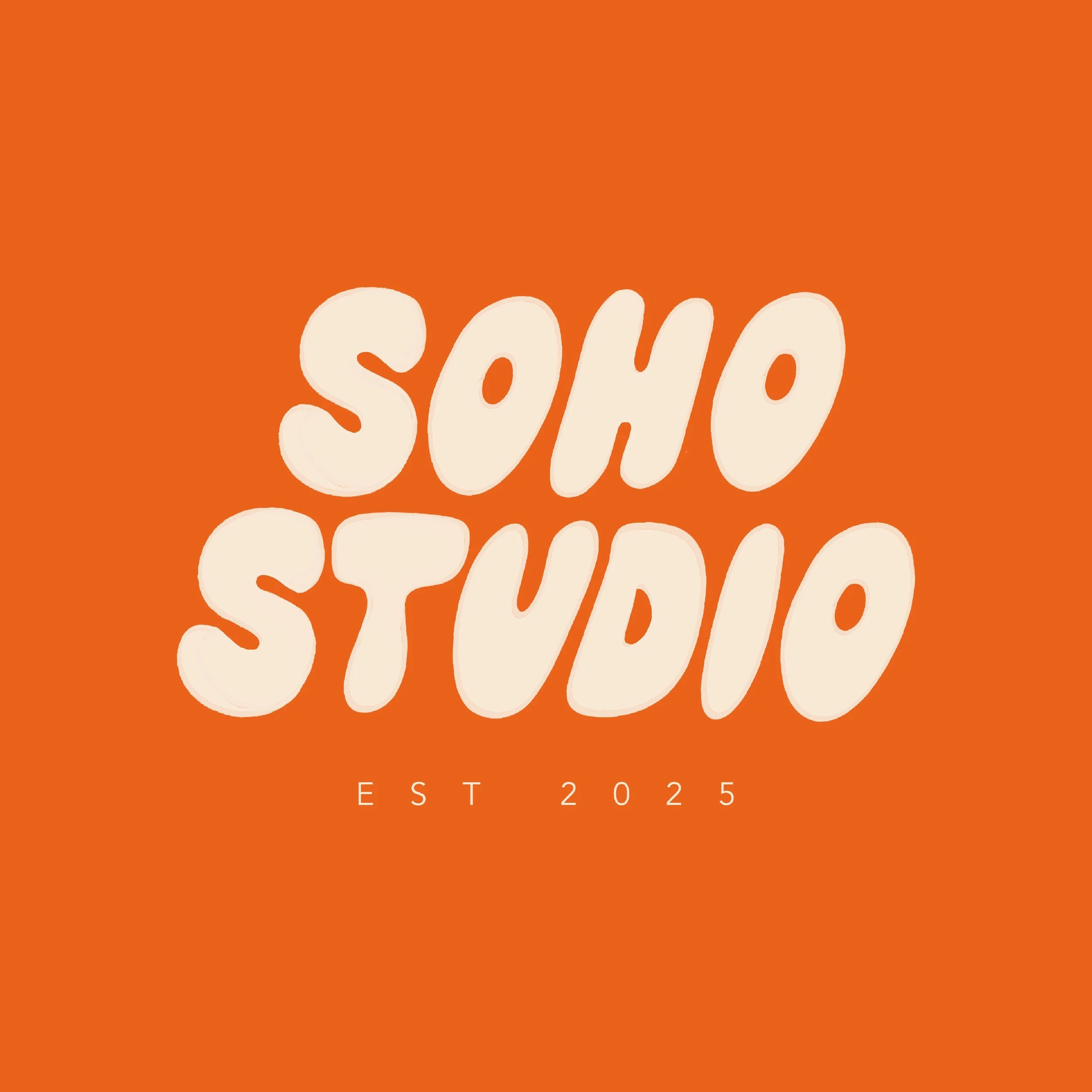 Orange poster with white, stylized text that reads 'SOW' and smaller text at the bottom that reads 'EST 2025'.