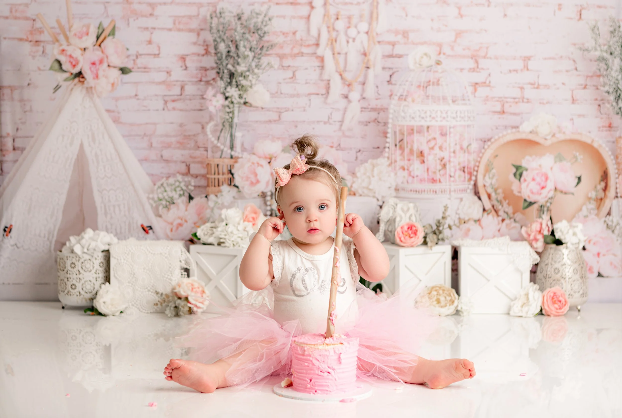 Boho Pink cake smash set up Melbourne Cake Smash Photographer