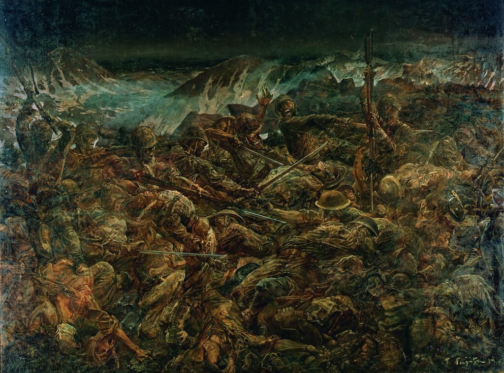 Fight to the Death on Attu Island. Tsuguharu Foujita. 1943. Oil on canvas.