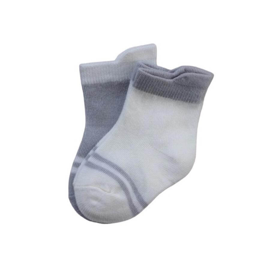 Organic cotton baby socks in light grey and white
