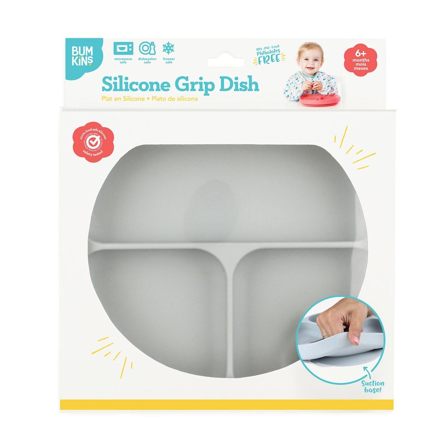 Bumkins SIlicone Suction Grip Dish and Plate from Jake + Co in grey
