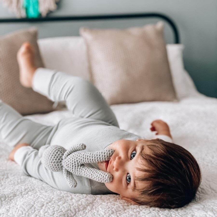 Lulu crochet bunny in light grey from queenstown baby store