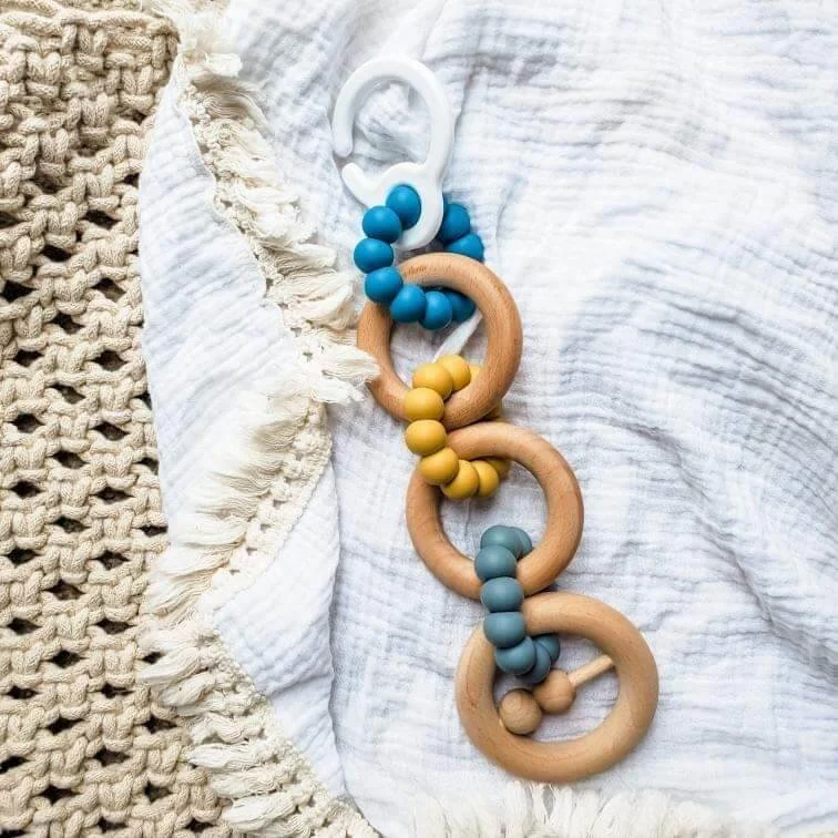 Pram Garland - Khaki & Mustard