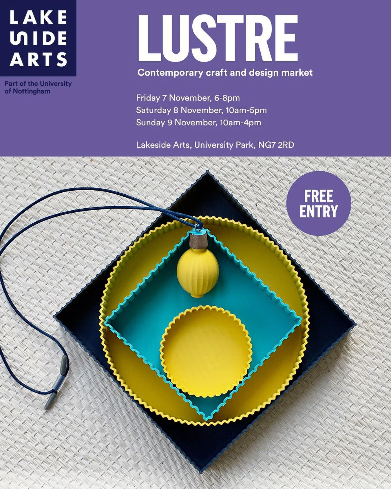 Just a few days till @lakesidearts LUSTRE!
Really looking forward to returning to Nottingham for my second year.
I&rsquo;ll have a few of these collaboration pendants with @rachelbutlin93 and a multitude of these bits and bobs trays. Come and say hel
