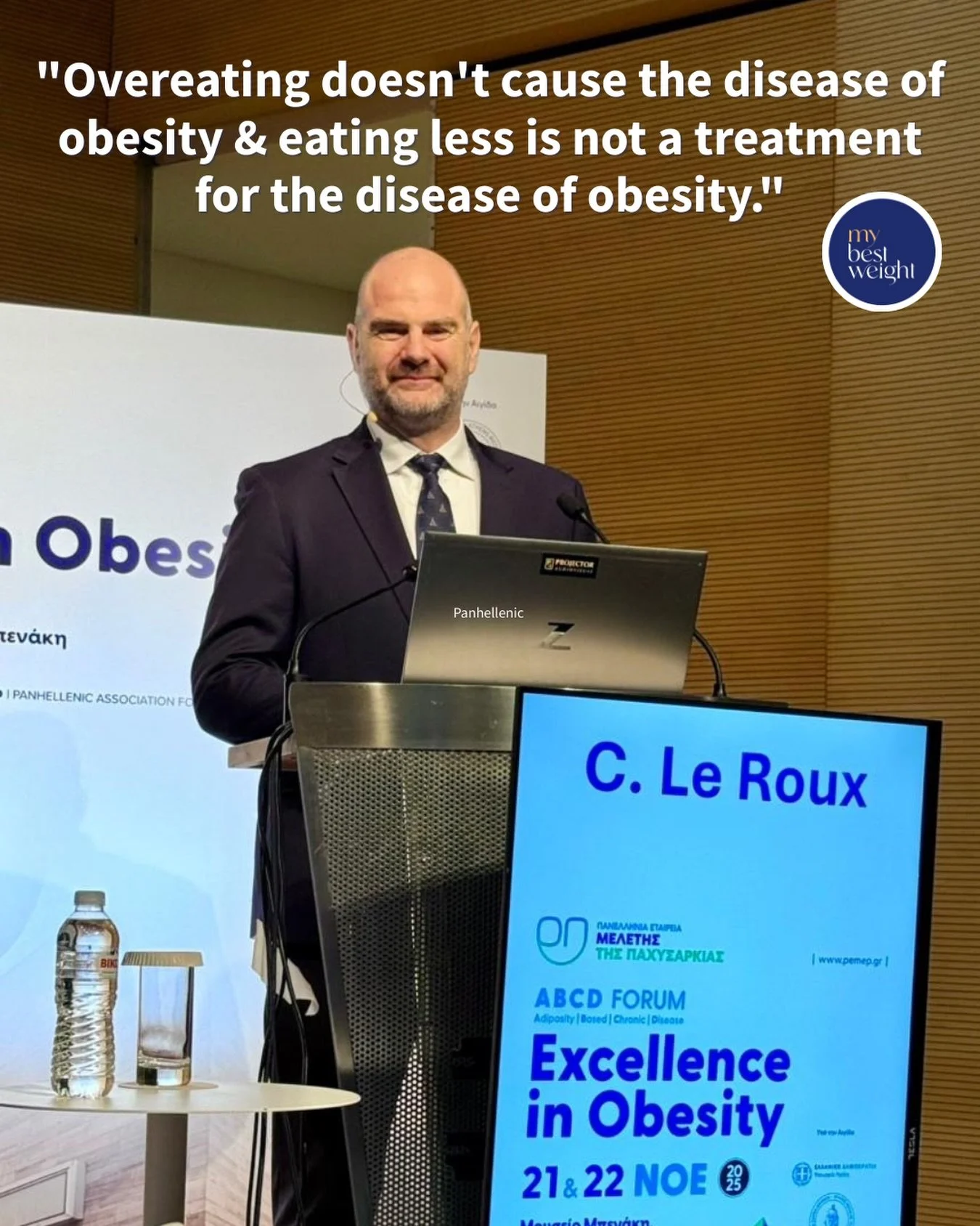 Our co-founder &amp; internationally renowned #Obesity expert, Prof Carel le Roux, speaking at a conference of the Panhellenic Association for the Study of Obesity in Athens, Greece 🇬🇷

&ldquo;Overeating doesn&rsquo;t cause the disease of obesity a