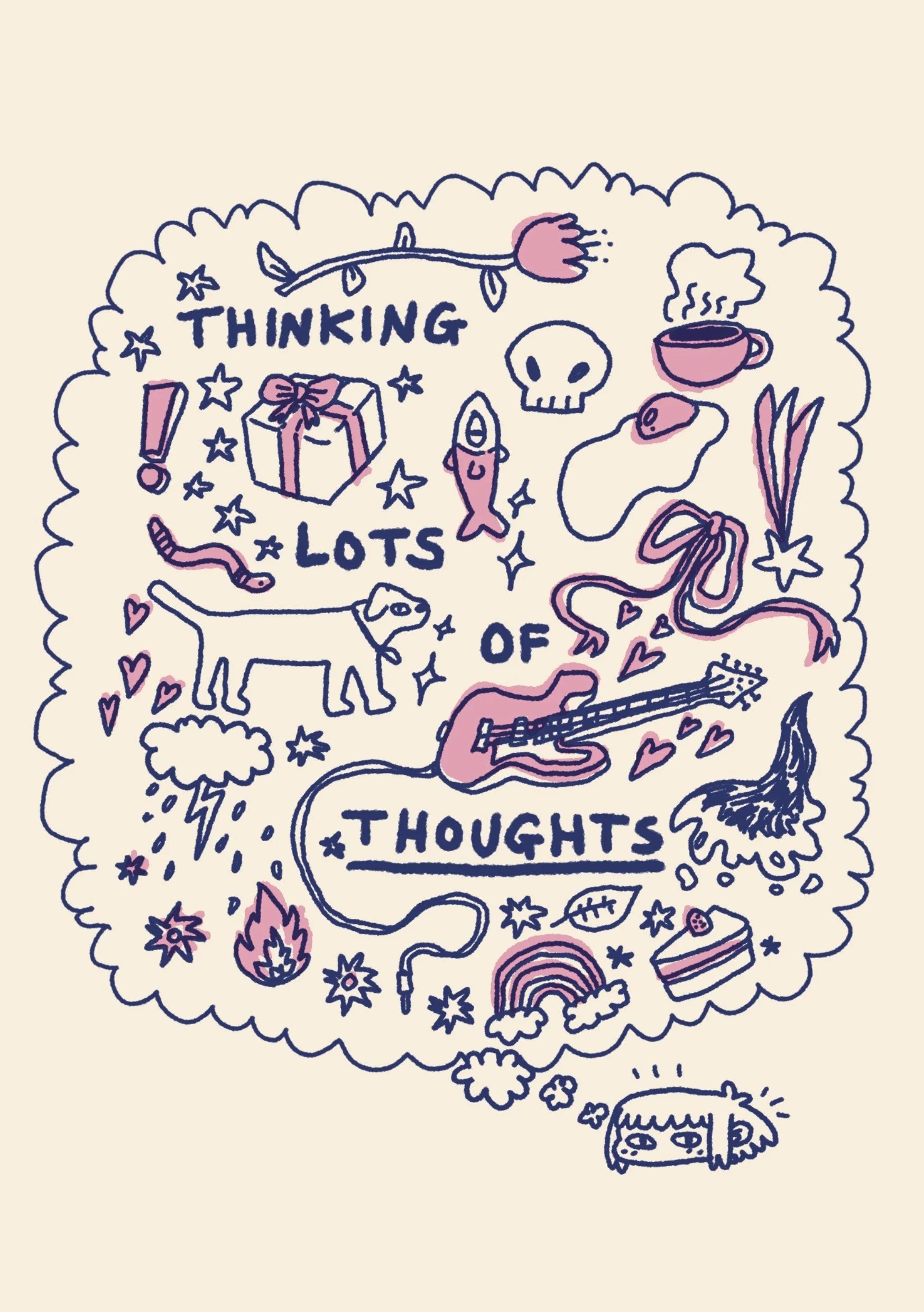 Thinking Lots of Thoughts A5 Print