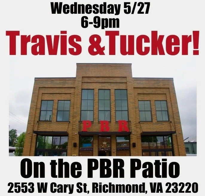 Hey Friends in RVA! Tucker Rogers and I will be playing on the patio at PBR this Wednesday from 6-9pm! Come say hello!
