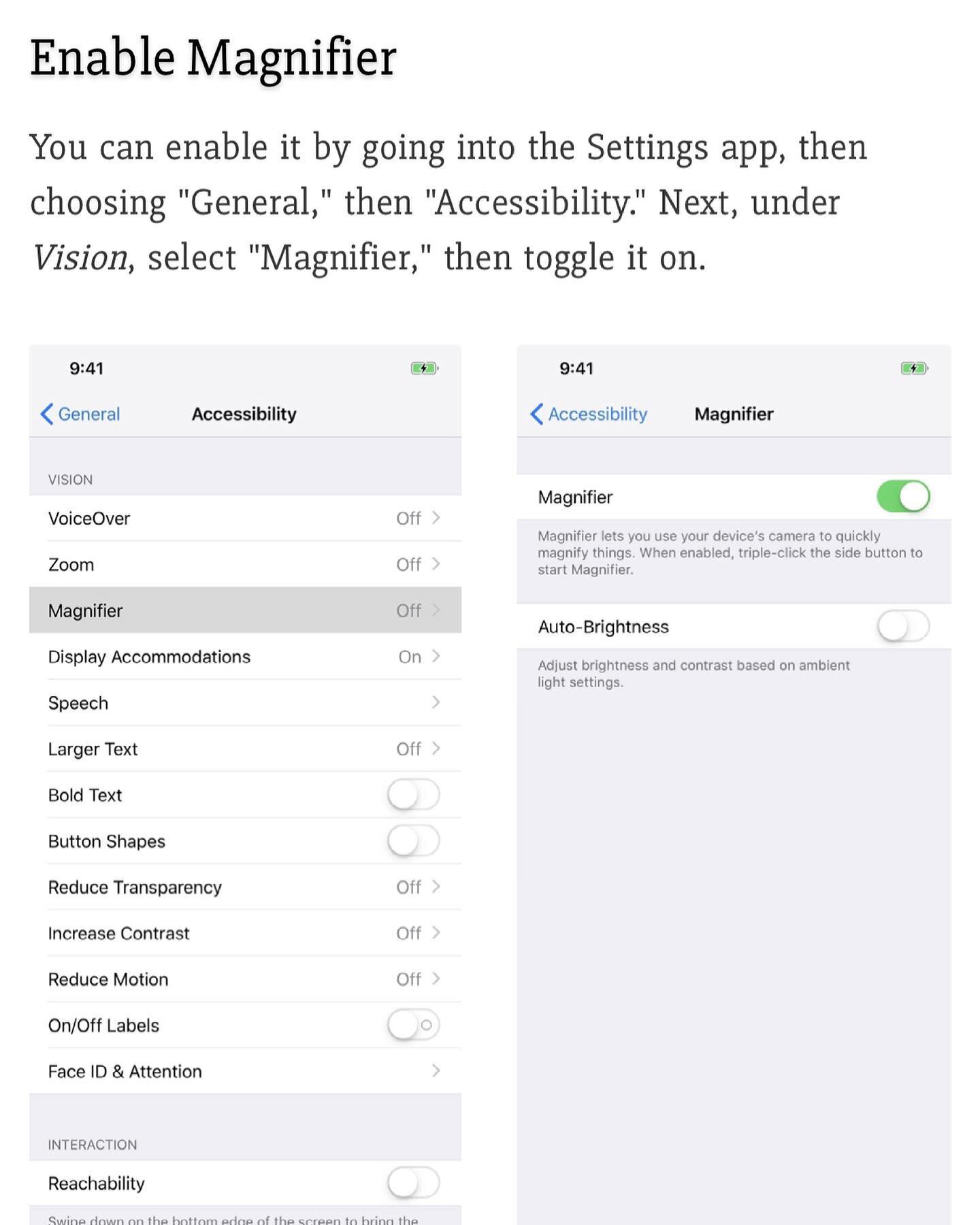 Hot tip Tuesday! 🔥📲 

Did you know that your iPhone has a built in magnifying glass!? I wish I had known this when it comes to small, fine print on the restaurant menus! 

Follow these quick and easy instructions to activate your magnifier! 🔎