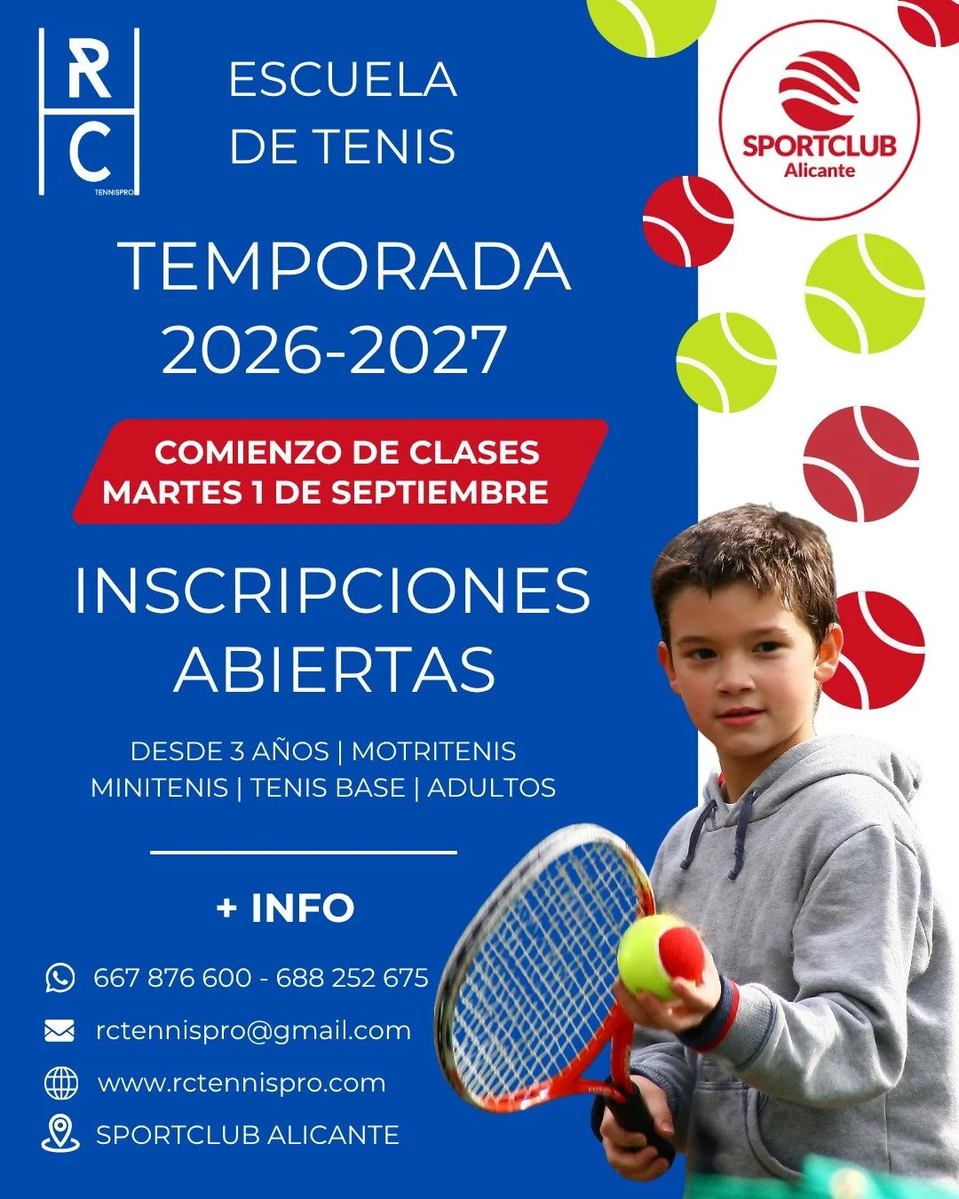 Escuela de tenis, nueva temporada Alicante