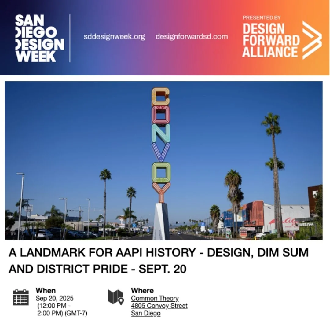 Join us for an inspiring afternoon as we explore how the first-ever Asian-themed civic Convoy landmark sign in the City of San Diego was designed, built, and brought to life in the bold and vibrant Convoy District with Designer Bennett Peji hosted at