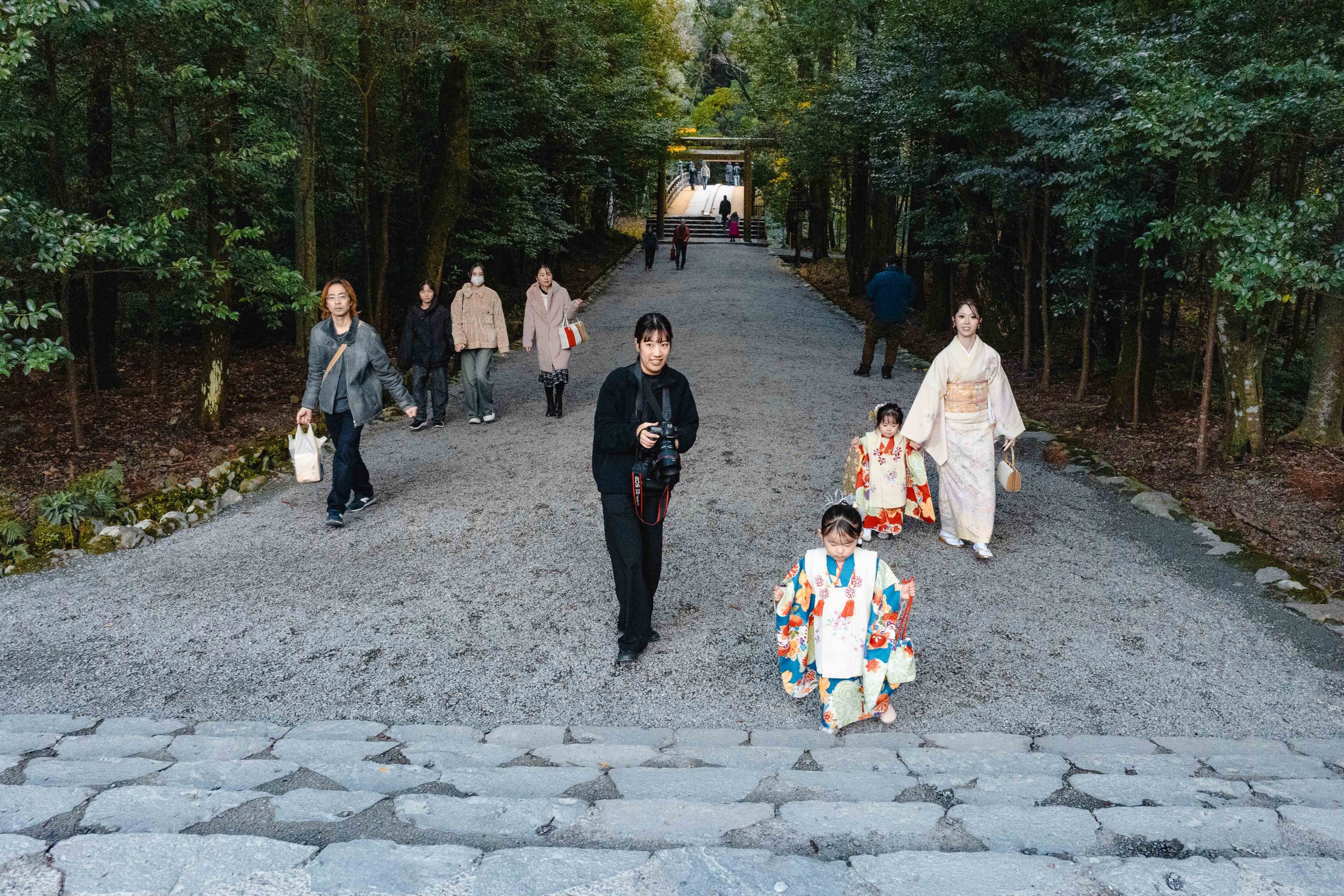 People visiting the park around the Kotai Jingu shrine