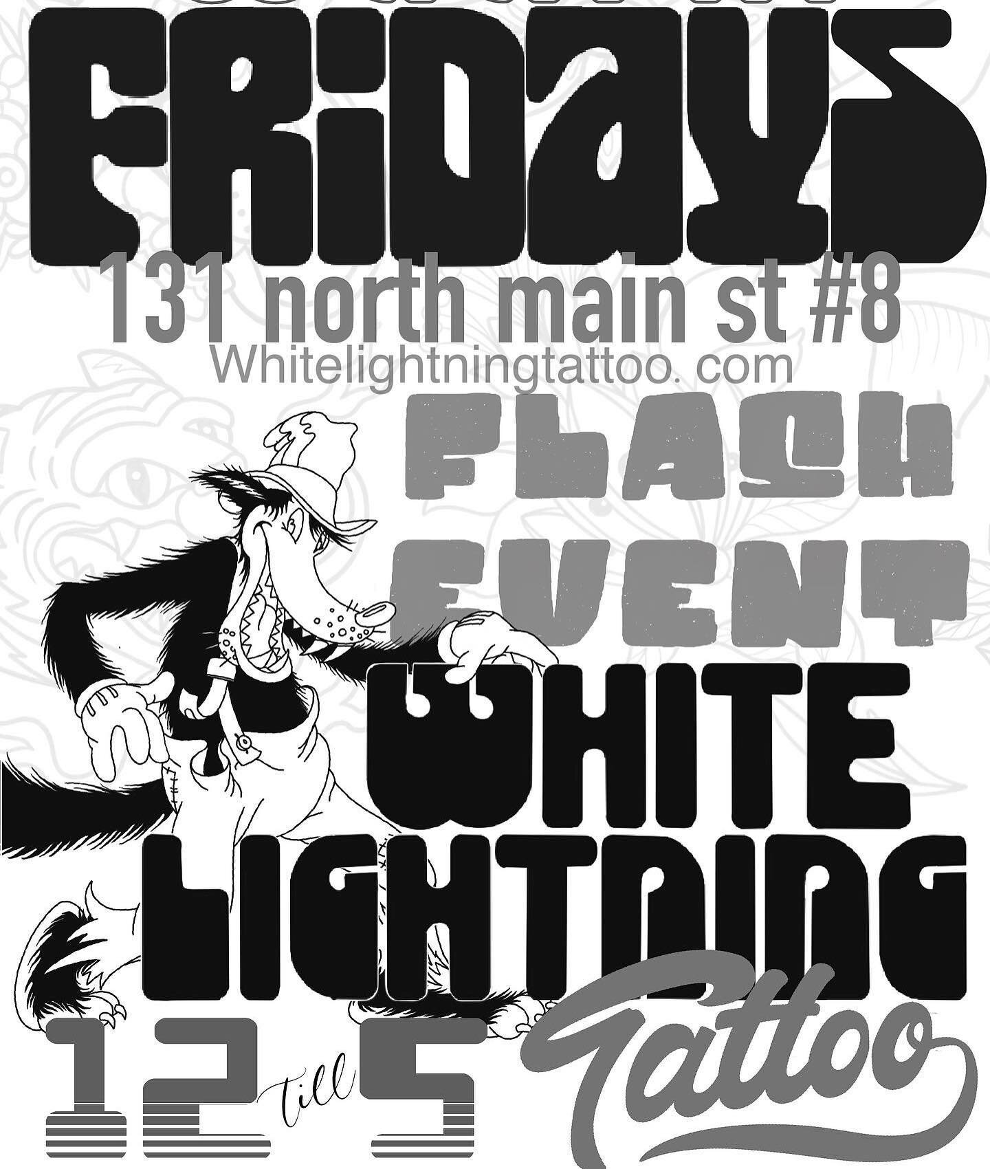White Lightning Tattoo tomorrow we&rsquo;re doing walk-ins again at 12!! we&rsquo;ll have plenty of flash to choose from or just bring what ever idea you got and we&rsquo;ll get you taken care of!! There&rsquo;s tattoos for every price range so stop 