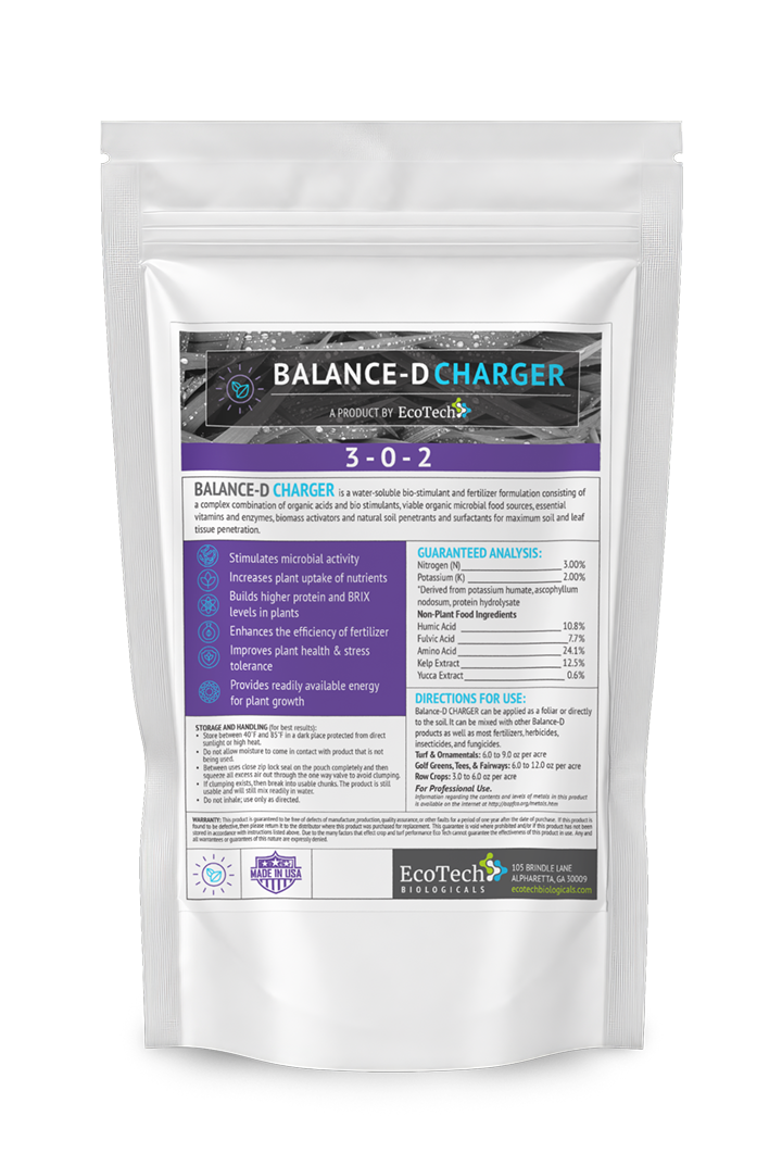 EcoTech Balance-D Charger high-energy biological powder built to drive rapid metabolic activity, accelerate nutrient uptake, and hyper-inflate commercial crop BRIX levels.