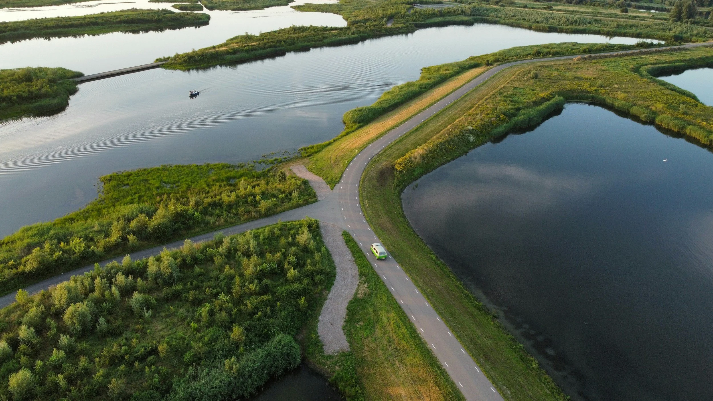 Natural waterway bioremediation process showing the breakdown of organic sludge and reduction of toxic algae blooms in commercial lakes and ponds.