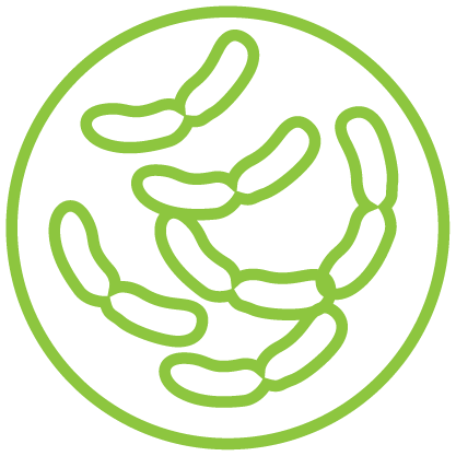 •  • Icon representing a highly diverse microbial consortium containing over 32,000 unique beneficial strains for commercial crop management.