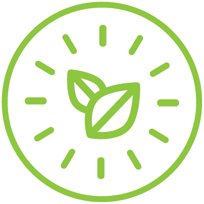 Icon representing steady metabolic regulation and rapid plant stress recovery during commercial environmental management changes.