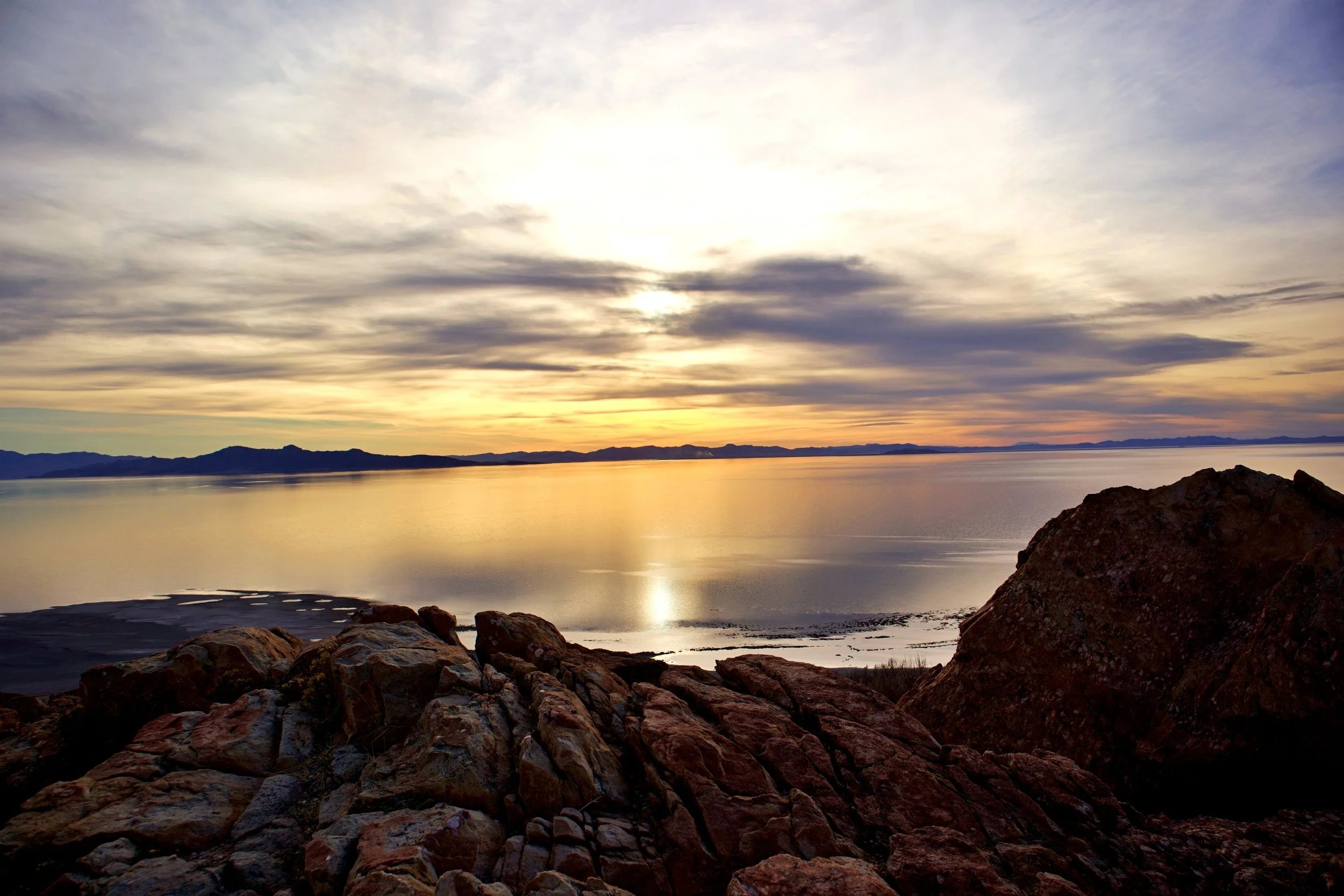 Antelope Island Rocks and Sunset.jpg