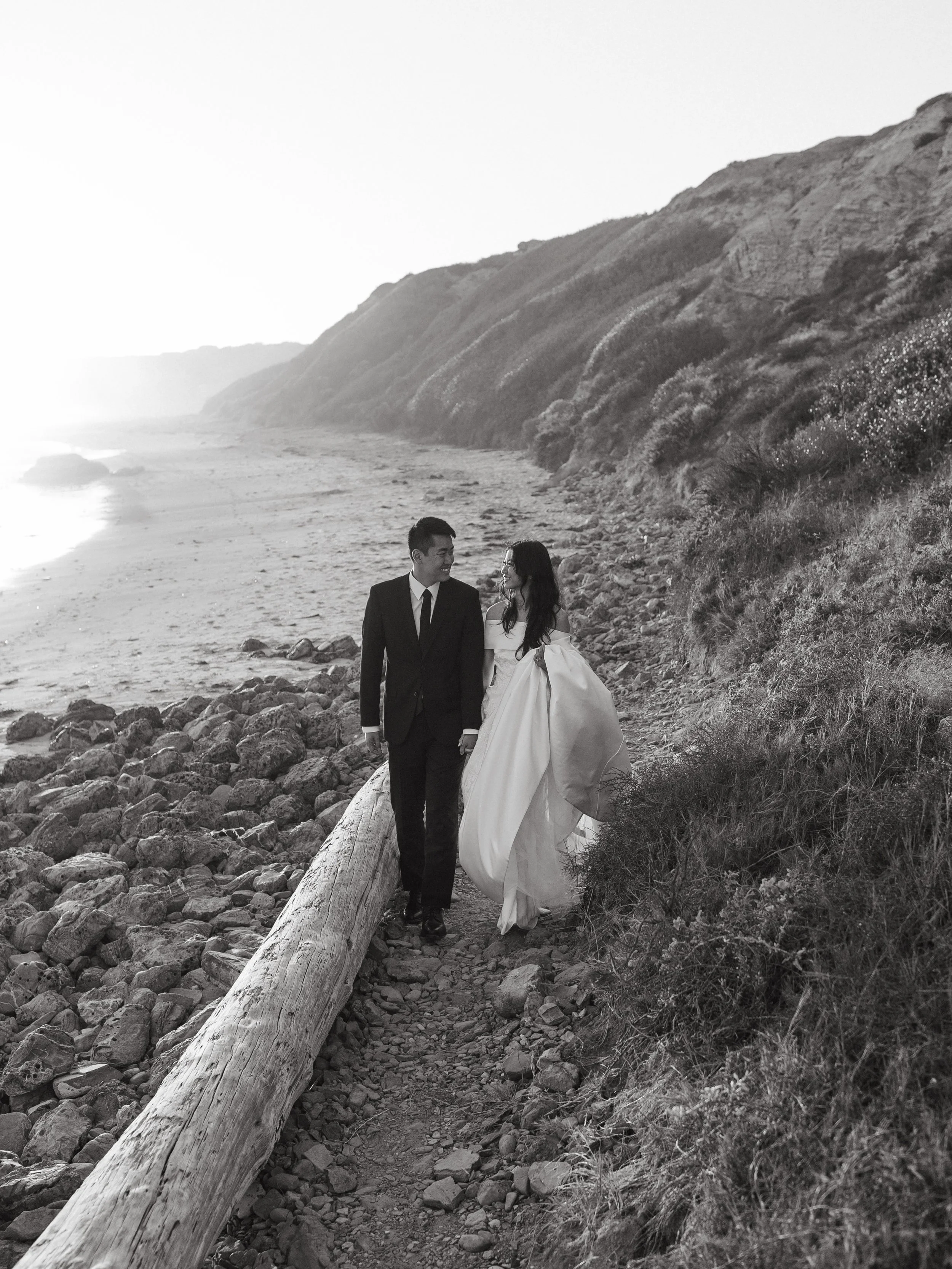 nyssa &amp; matt &mdash; just married and enjoying sunset along the Laguna coastline 🤍