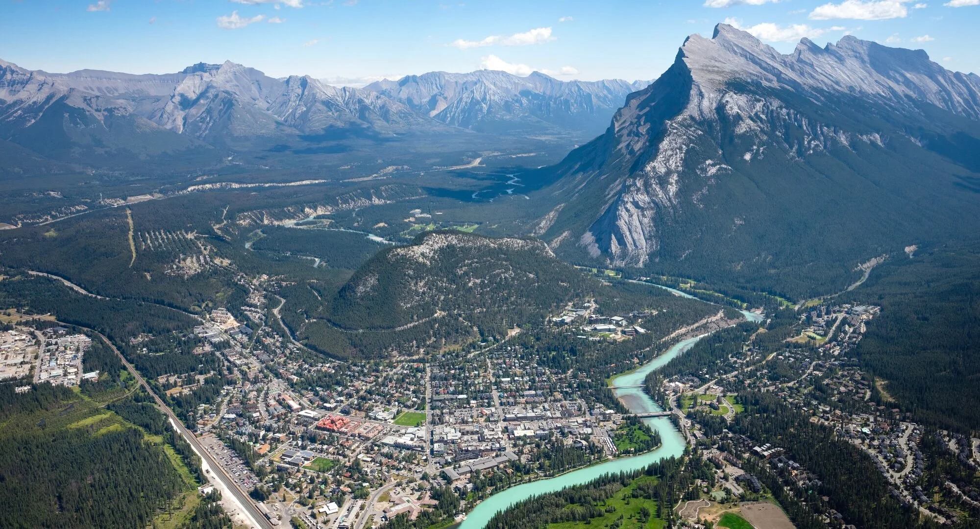 Aerial view of Banff, Canada