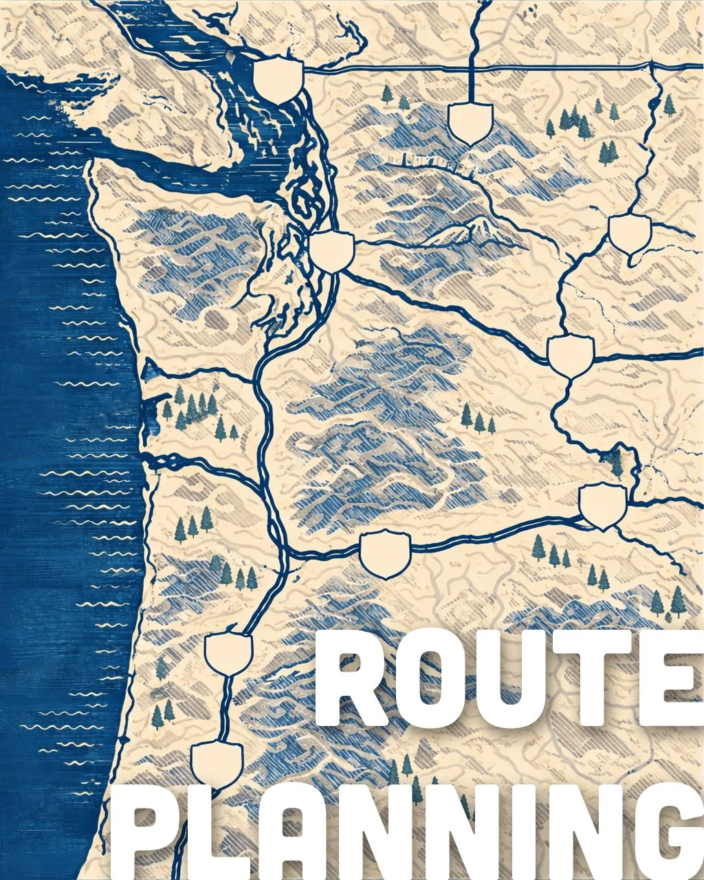 AI generated map of the Pacific Northwest