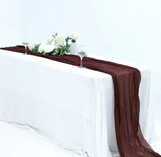 burgundy gauze cheesecloth table runner for weddings and events