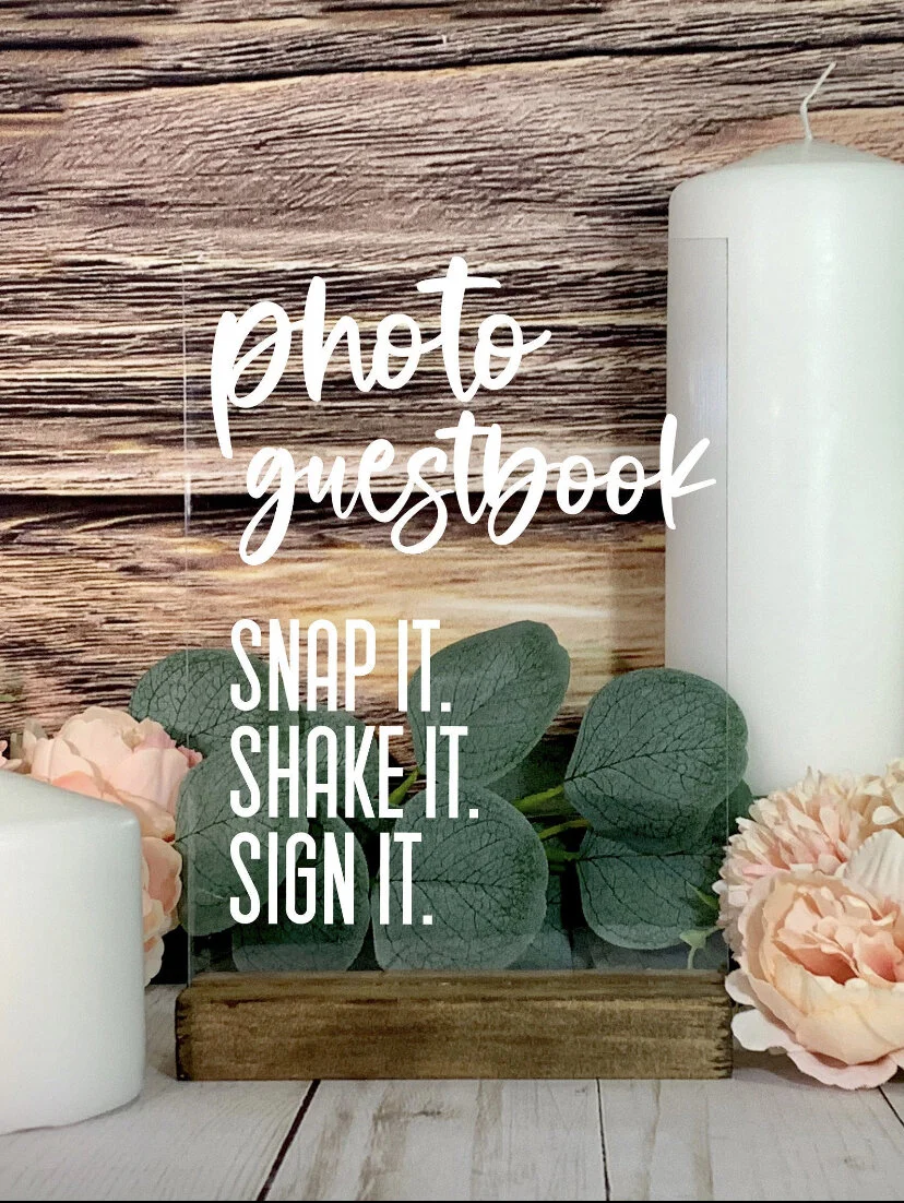 Photo Guestbook acrylic sign for weddings and parties