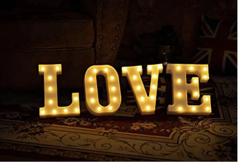 light up letters LOVE 9 inches tall