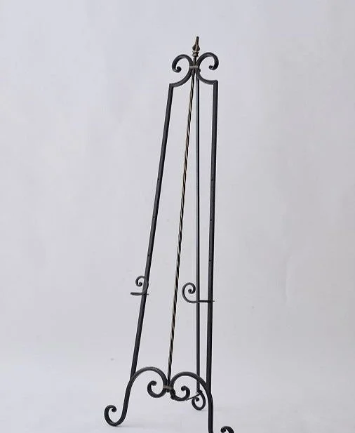 Black wrought iron easel