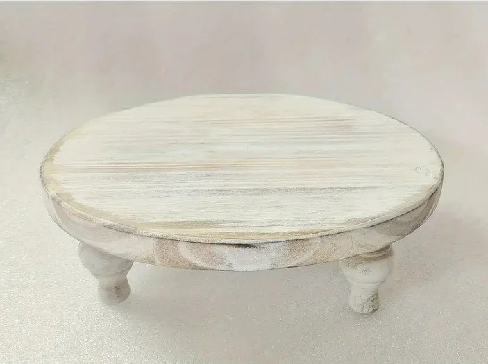 whitewashed wood riser for desserts 7.8 inches