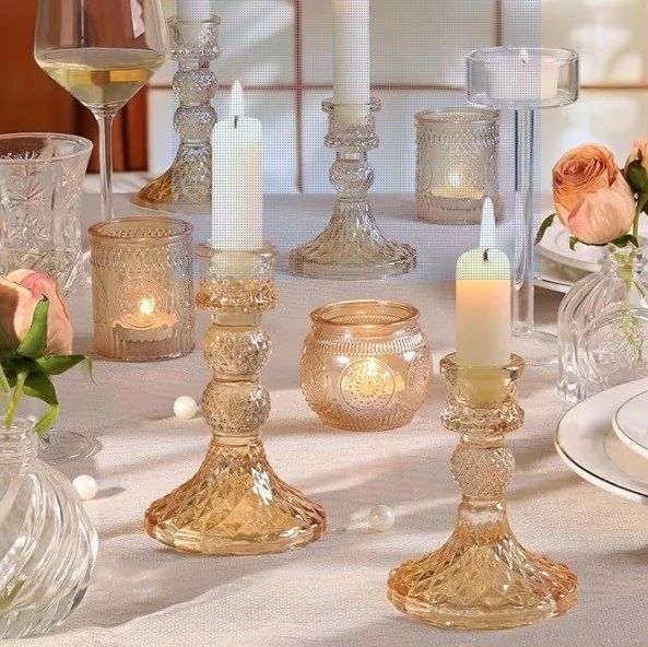 Champagne gold glass taper candle holder.jpg