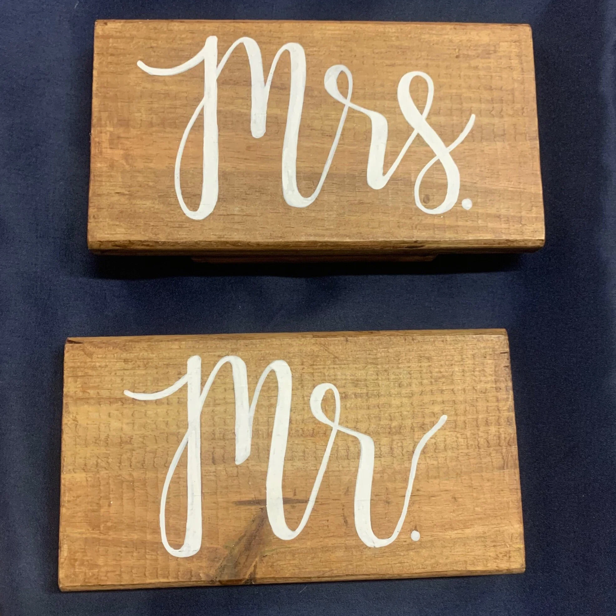 Mr and Mrs wooden signs for wedding