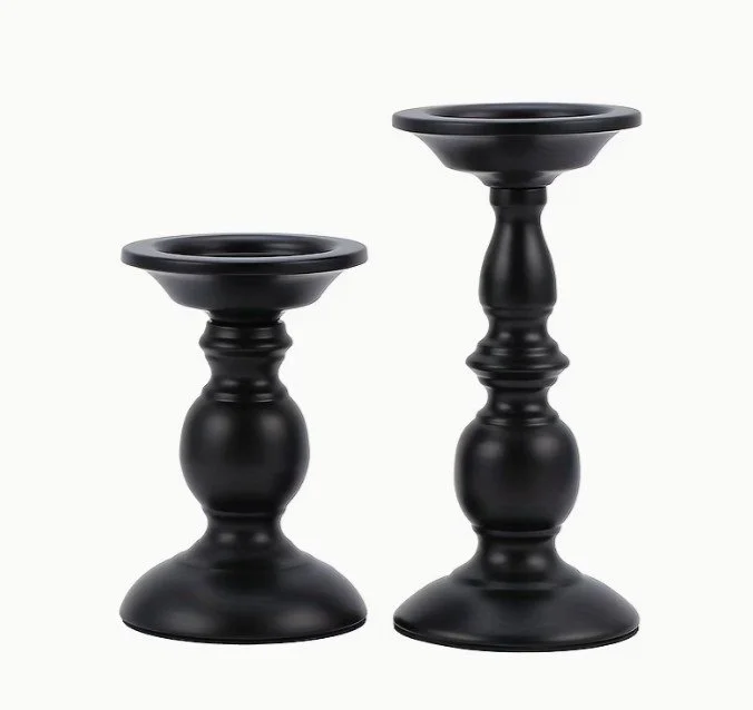 Black 6.5 and 8.5 inch tall pillar candle holders.jpg