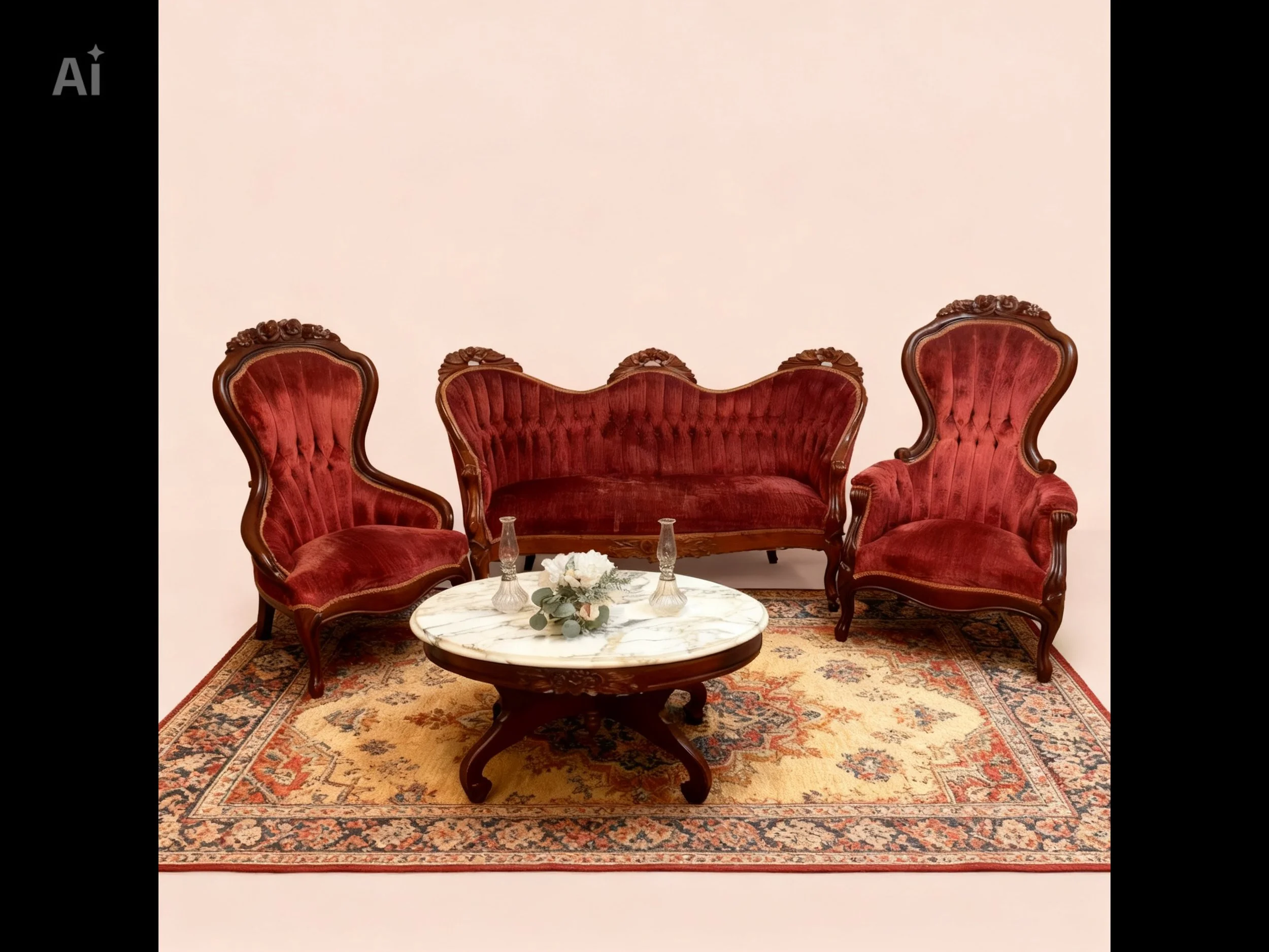 Burgundy Victorian Parlor Chairs