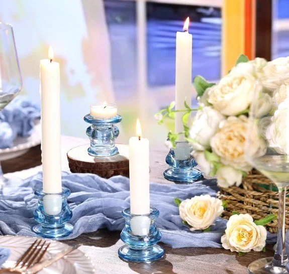 Blue glass taper candle holder.jpg