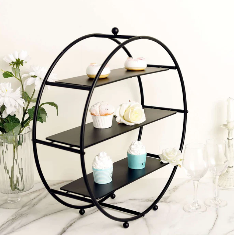Cupcake Stand, Tiered Circle, Black.png