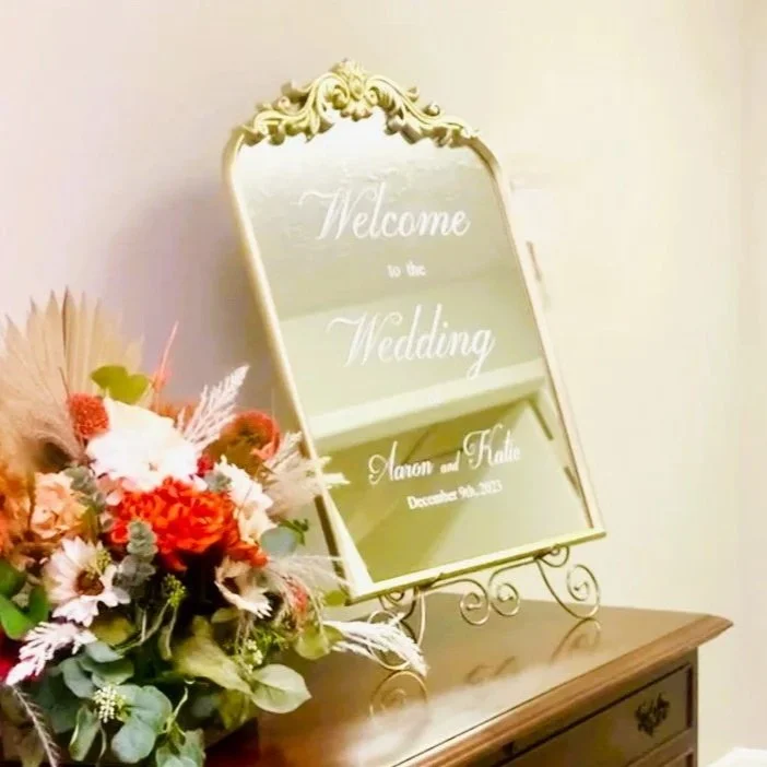 modern gold arched mirror with decorative frame