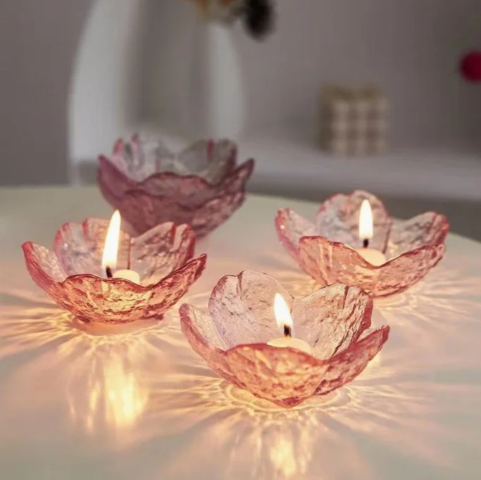 Cherry Blossum Sakura glass votive candle holder