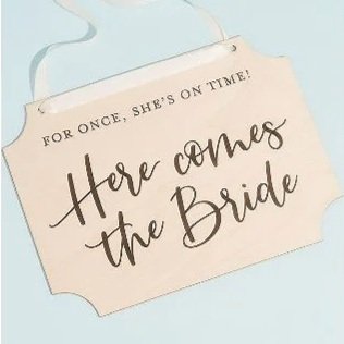 Reversible ring bearer sign "Here comes the Bride" and "Just here for the cake"