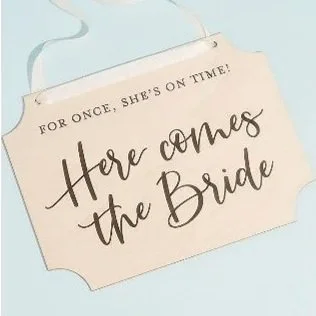 Reversible ring bearer sign "Here comes the Bride" and "Just here for the cake"
