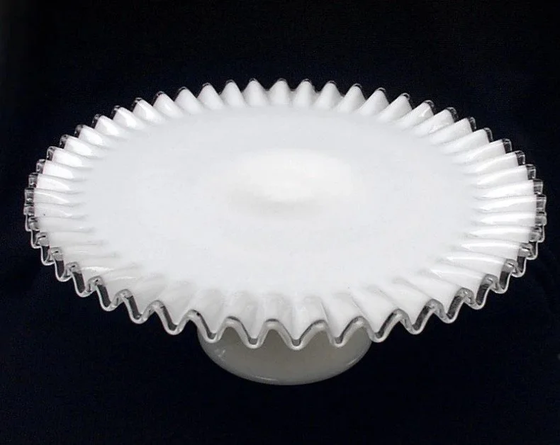 milk glass fenton ruffled edge 13 inches