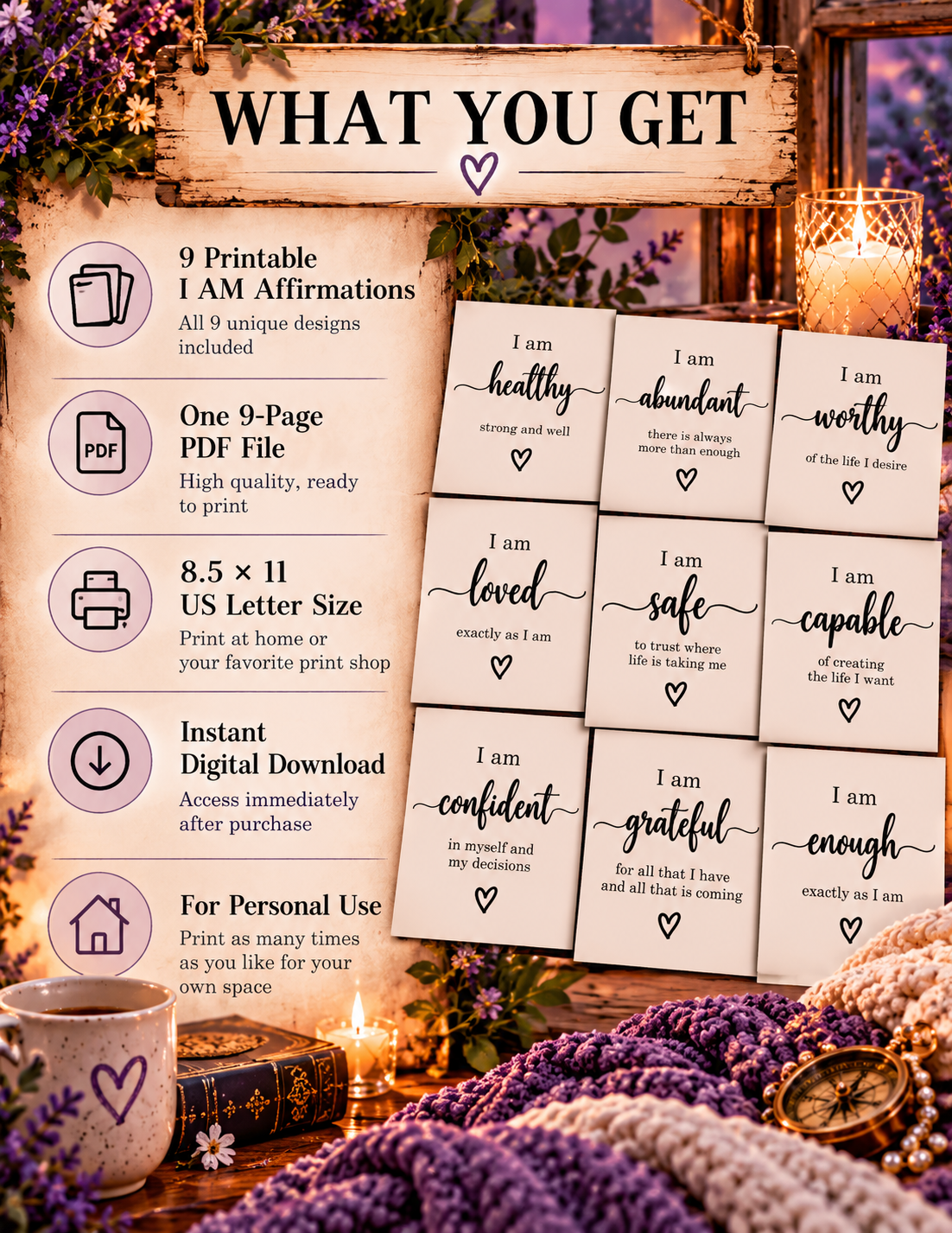 Cozy Lavender Affirmation Set Poster.png