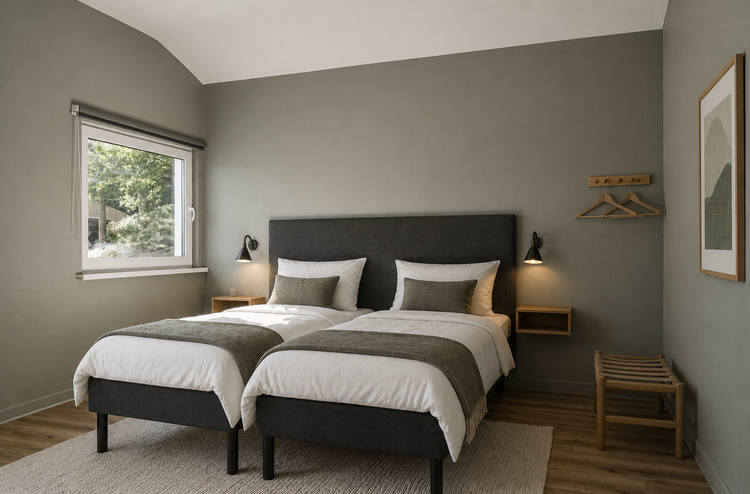 Bedroom inside LakeHall at Bockaberg