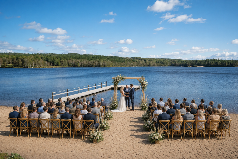 Lakeside wedding setting at The Beach, Bockaberg