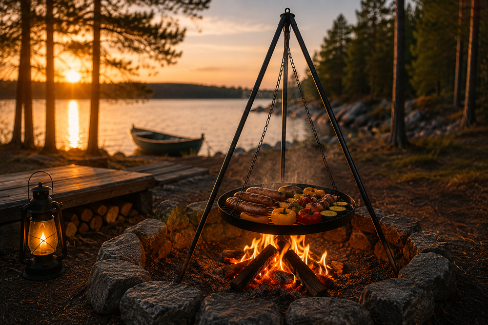 Campfire cooking at Calm Estate