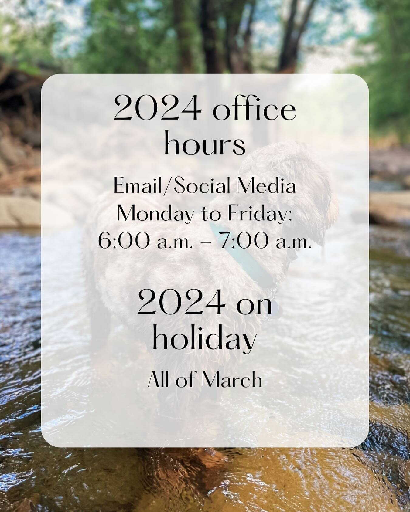 As a breeder, there is often a feeling of constant connectivity and the need to always be available and responsive. This year, I am dedicated to only responding to emails and messages between 6-7 am Monday- Friday. Additionally, we have planned for h