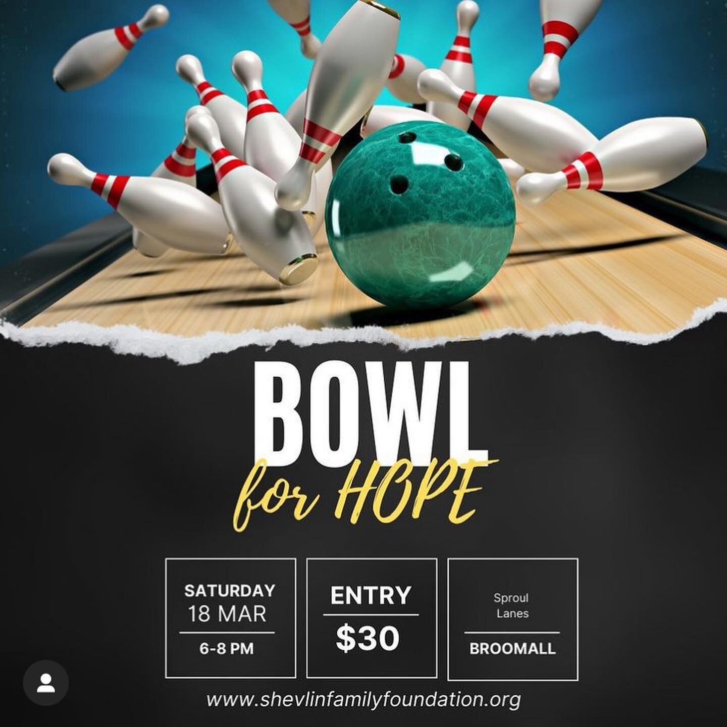 #Repost from the @shevfamilyfoundation Join us for the Bowl for Hope event! Reserve your lane by clicking the link below ⬇️ 
We hope to see you all to join us for some fun at Sproul Lanes 🎳❤️

https://shevlinfamilyfoundation.org/bowl-for-hope-1?fbcl