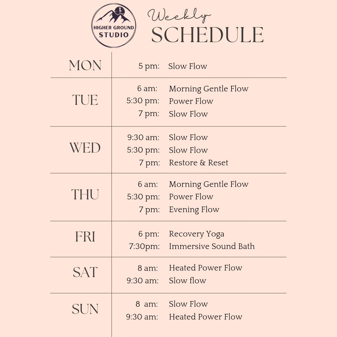Some things are looking a little different on the schedule!

⭐️WE HAVE SOME UPDATES!⭐️

930am Friday Flow is no longer.💔
530pm Vinyasa Tues &amp; Thurs is now Power Flow⚡️
8am Saturdays are now Heated Power Flow ♨️
10am Sundays Warm Vinyasa is now 9