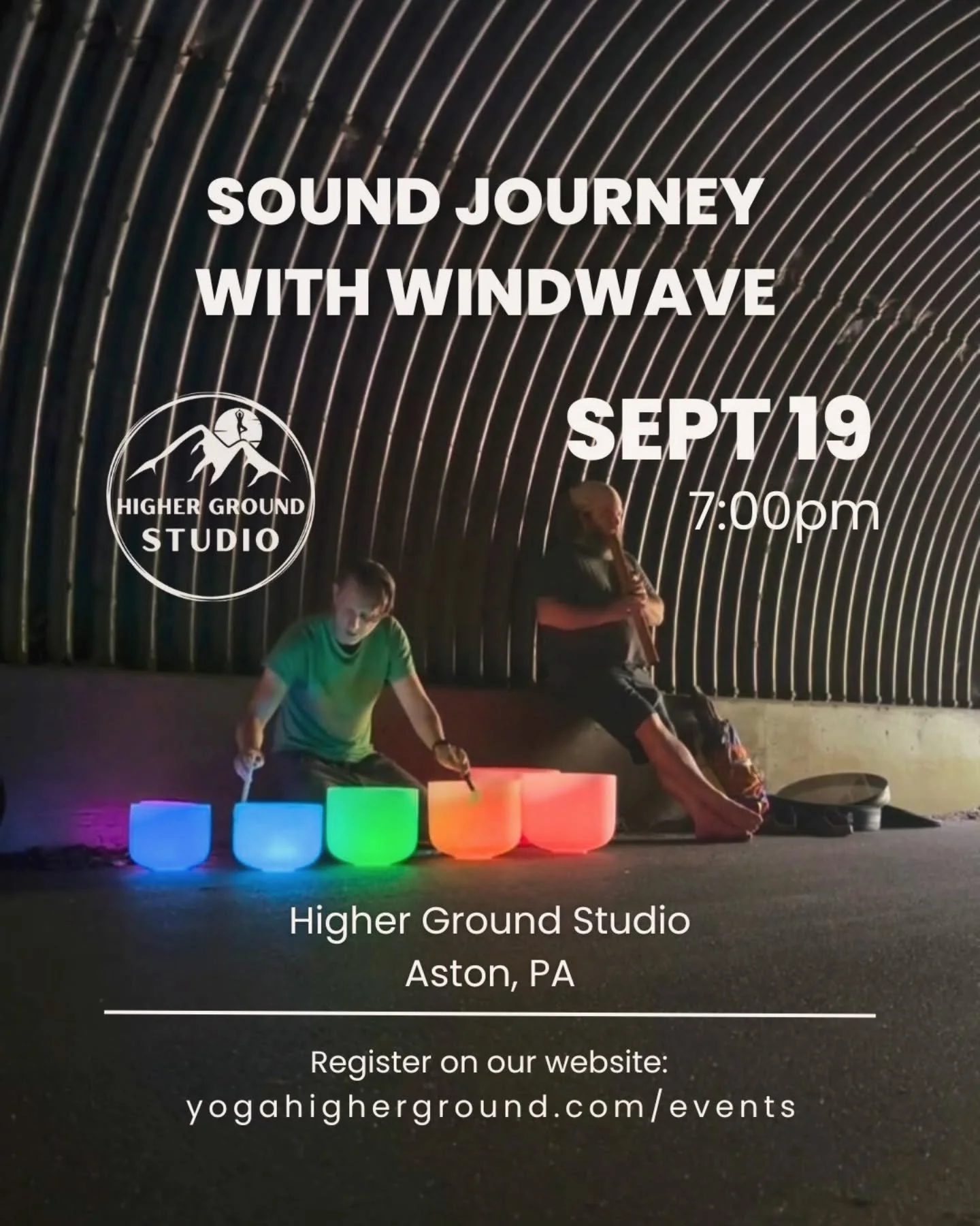 Join us this Friday for a Sound Journey with WindWave! πͺ
Sept 19 • 7-8:30 PM
WindWave will lead us through a meditative sound bath journey using crystal bowls, voice, drums and Native American flute! πͺ
Experience the magical blending of vibr