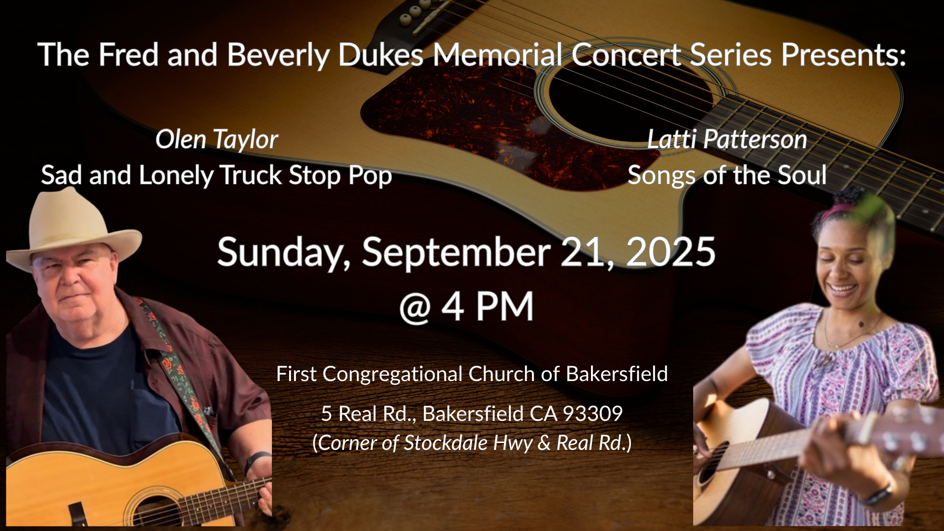 FREE CONCERT: Fred & Beverly Dukes Memorial Concert • Latti Patterson & Olen Taylor
