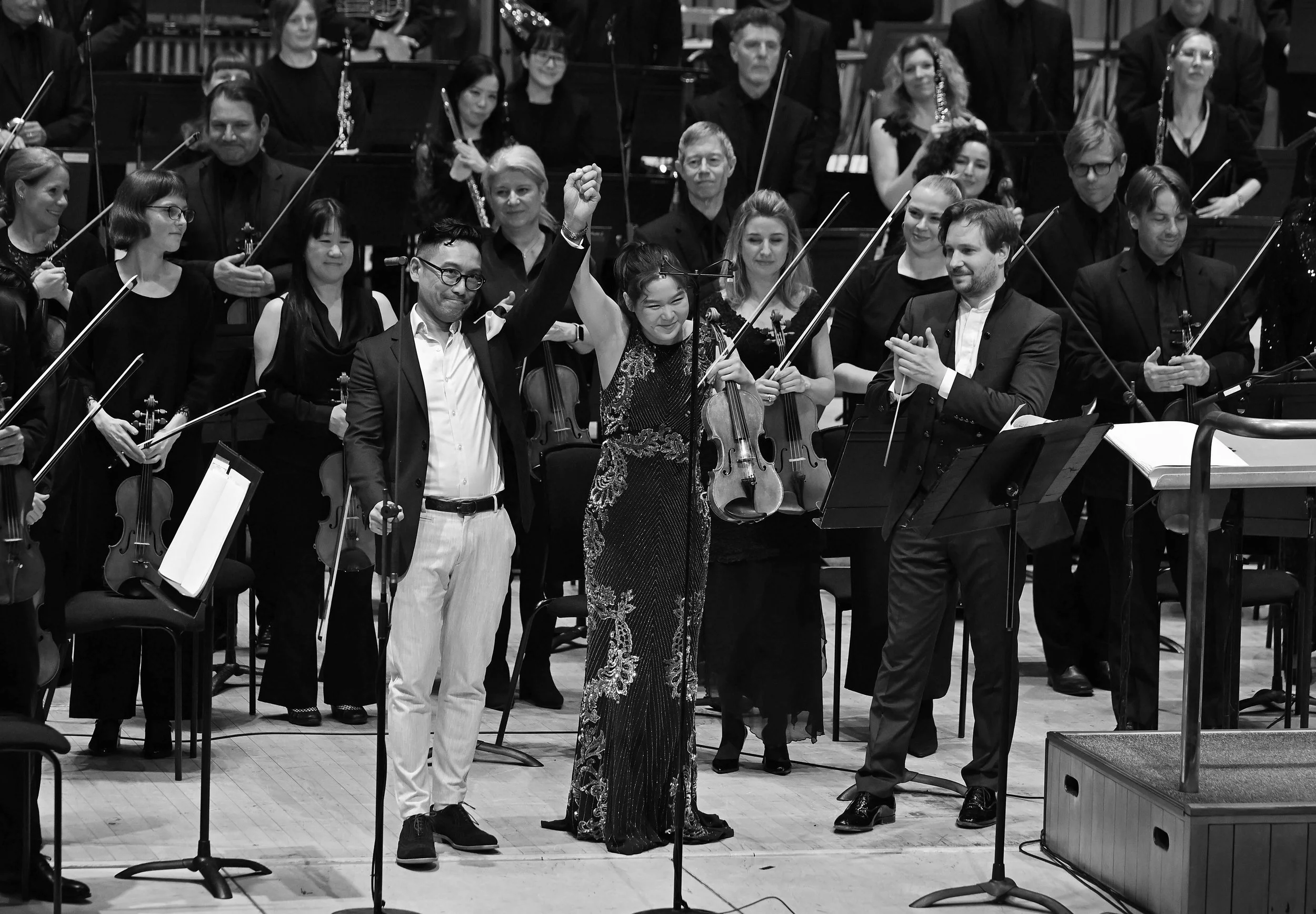 After World Premiere of 'Violin Concerto' with Esther Yoo, Clemens Schuldt and BBC SO, Barbican Hall, 20th March 2024 © Mark Allan